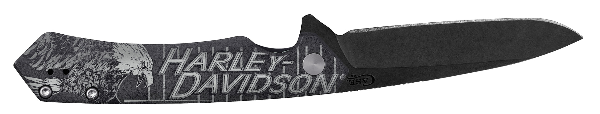 Harley Davidson® Embellished Smooth Black Anodized Aluminum Handle Kinzua Open