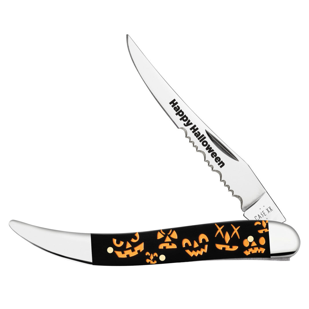 Halloween Jack-o-Lantern Smooth Black Synthetic Medium Texas Toothpick Front View