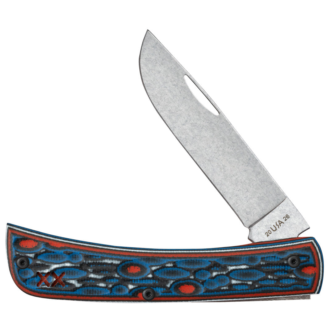 Crossroads™ Fossil Jig Sonic Blast Multi Cut w/ Current Red G-10 XR Sod Buster® Jr Front View