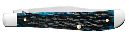 Pocket Worn® Peach Seed Jigged Mediterranean Blue Bone Slimline Trapper Closed