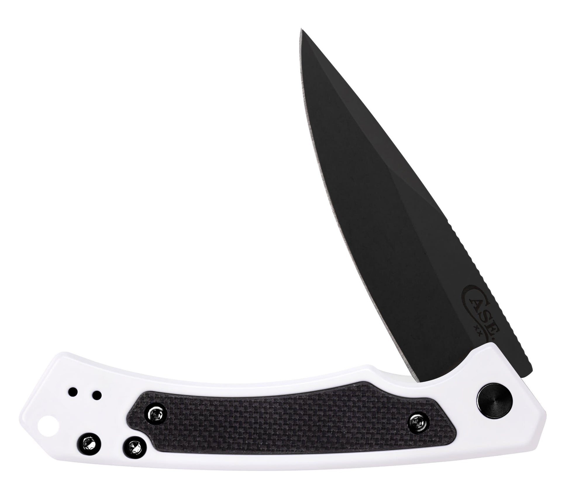 White & Black Anodized Aluminum Marilla® knife open