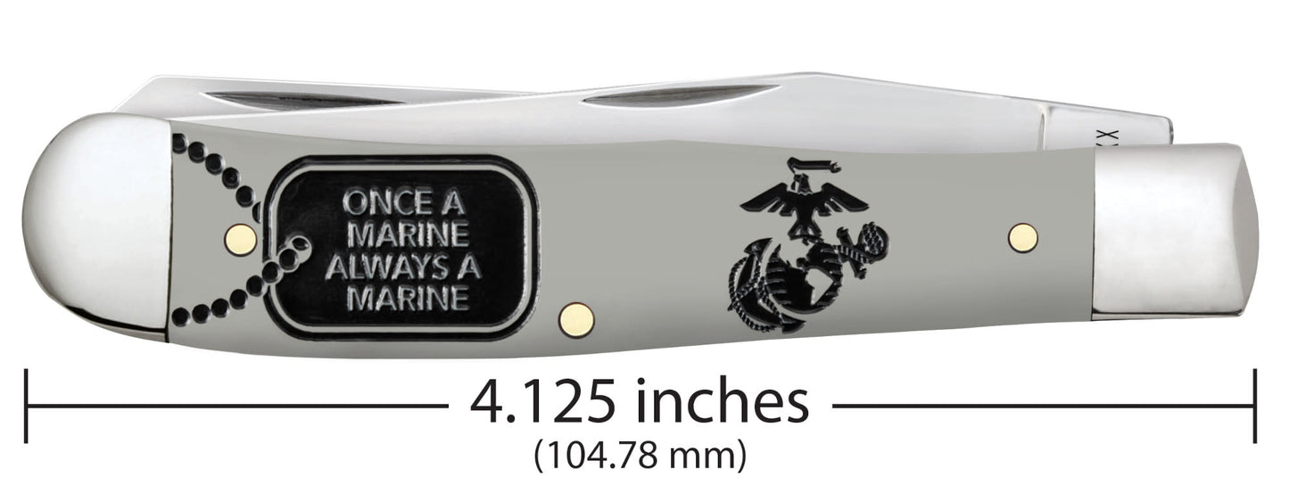 USMC® Embellished Smooth Gray Synthetic Trapper dimensions.