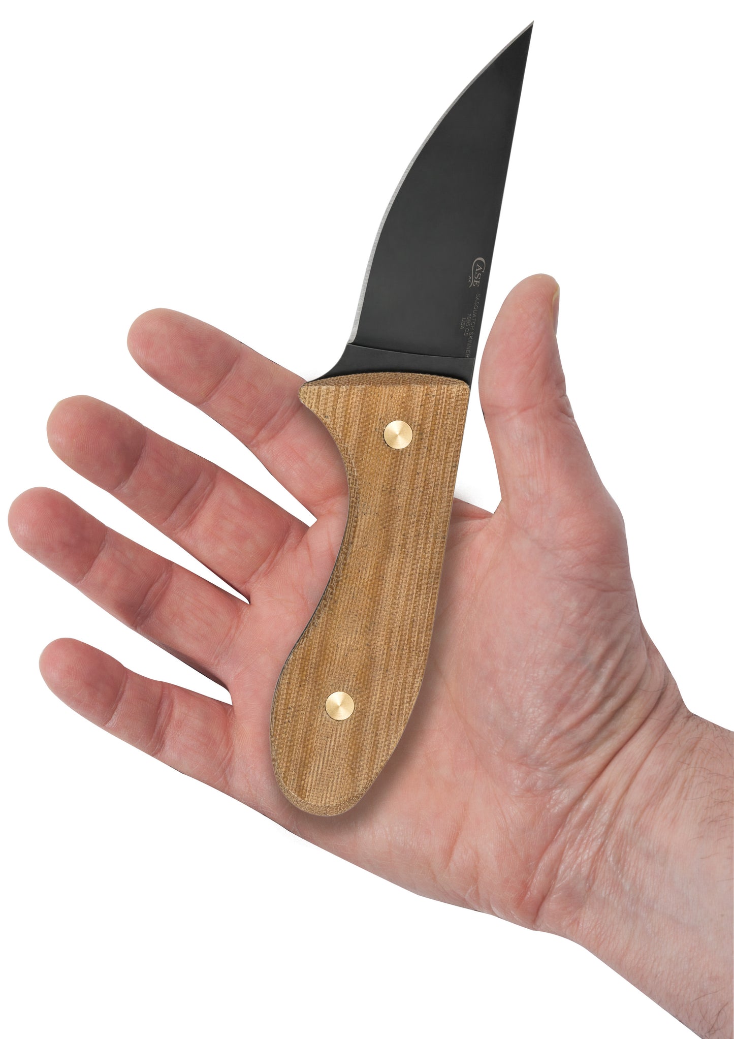 Laramy Miller Smooth Natural Micarta® Sasquatch Skinner in Hand