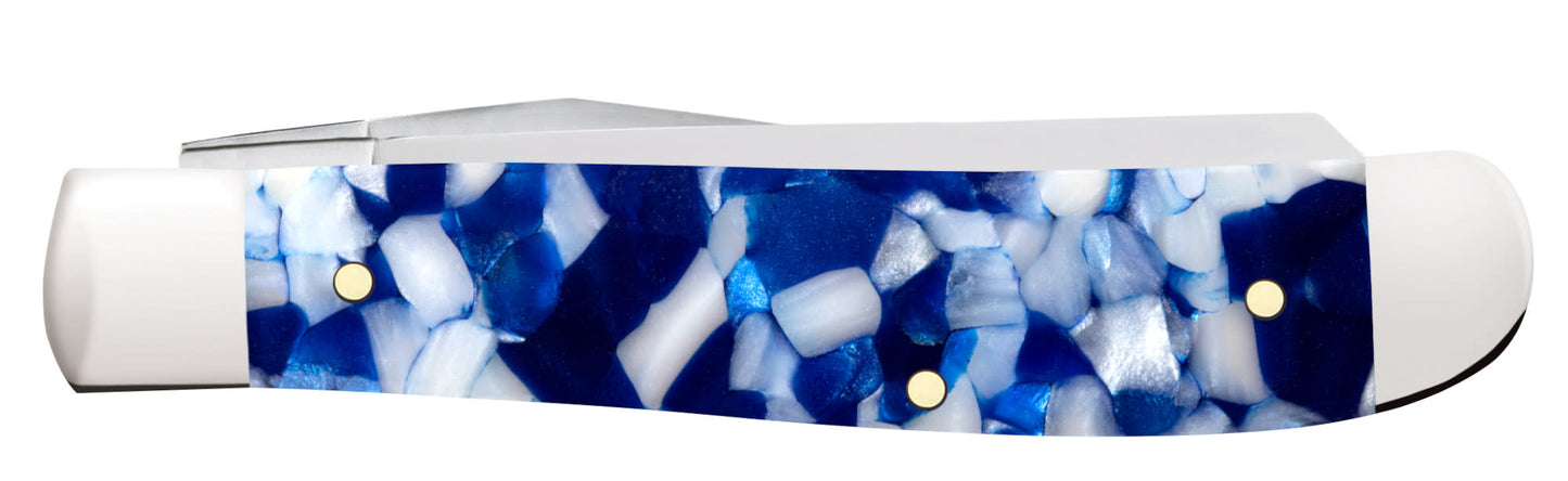 Smooth Blue Crackle Kirinite® Mini Trapper closed.