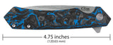 Blue, Black and White Marbled Carbon Fiber Kinzua® Dimensions