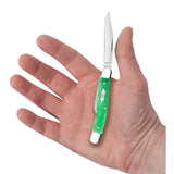 Smooth Emerald Green Bone Medium Texas Jack Knife in Hand
