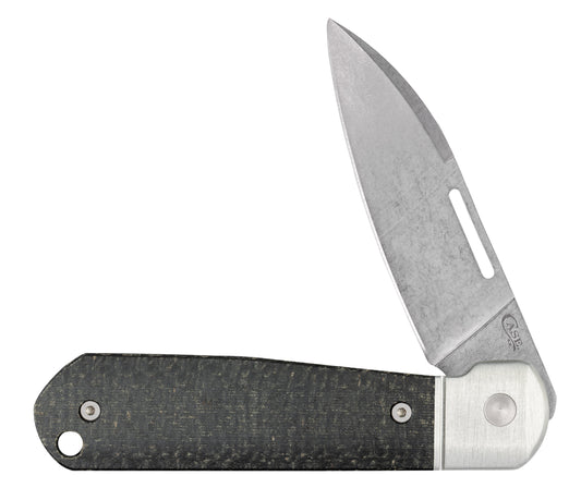 Smooth Black Burlap Micarta® Highbanks® Front View