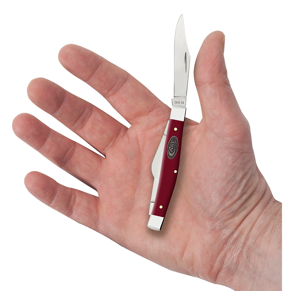 Smooth Mulberry Synthetic Medium Stockman  Knife in Hand