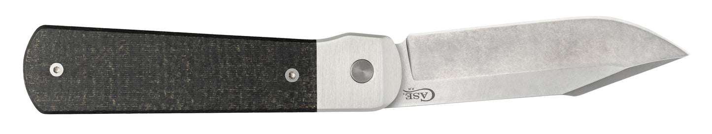 Smooth Black Burlap Micarta® Longhouse® Open Front View