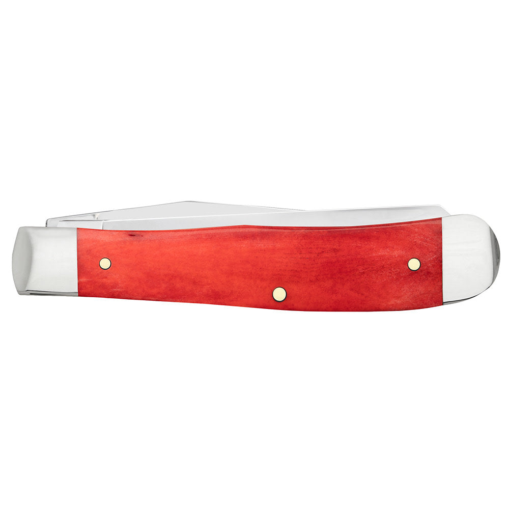 Smooth Dark Red Bone Trapper with Pinched Bolsters Closed