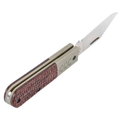 CCC® Crossroads™ Smooth Burgandy Burlap Laminate w/ Tan G-10 XR Barlow open side view