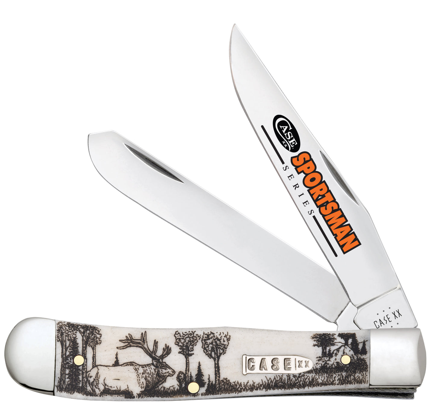 Sportsman Series Elk Embellished Smooth Natural Bone Trapper Front View