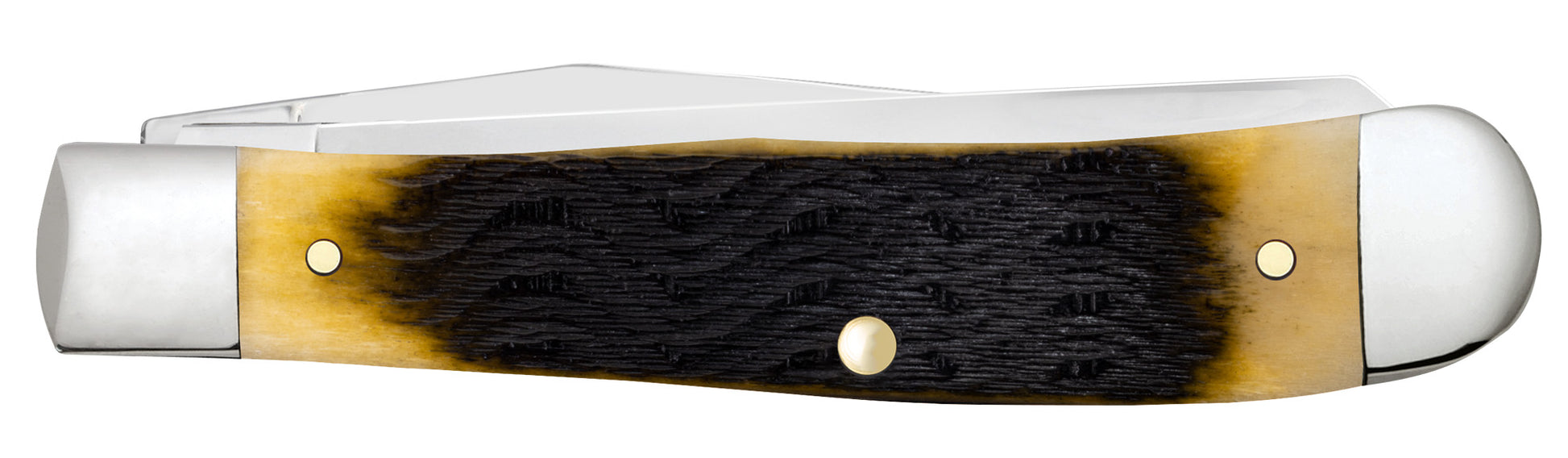 Back View of CCC® Color Test Run Platts Jigged Olive Green Bone Trapper Closed