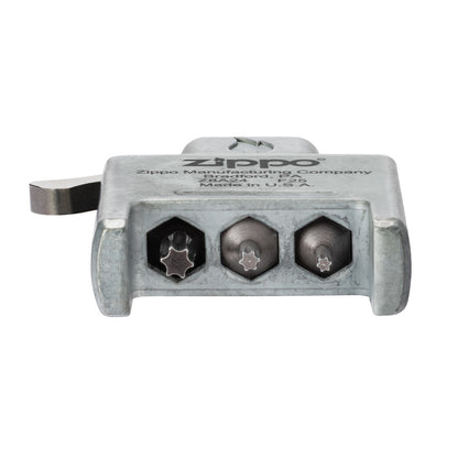 Bottom shot of Case® | Zippo® Bit Safe Screwdriver - Black Matte Lighter Case showing the inserts in their placeholders.
