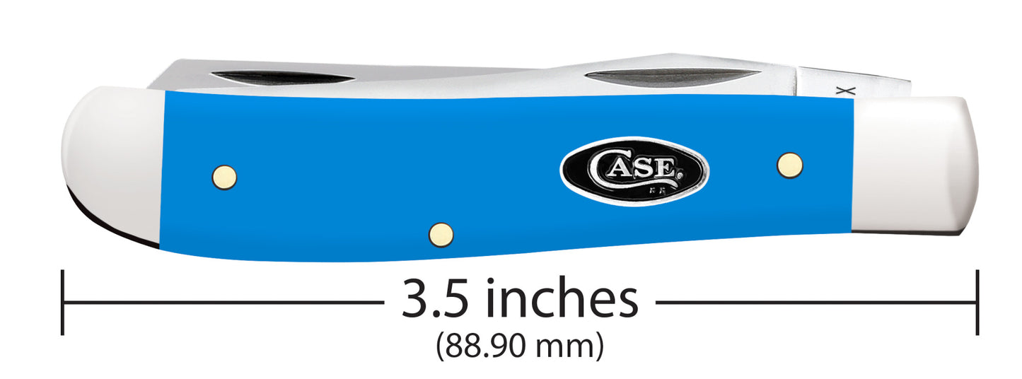 Smooth Light Blue Synthetic Mini Trapper dimensions.