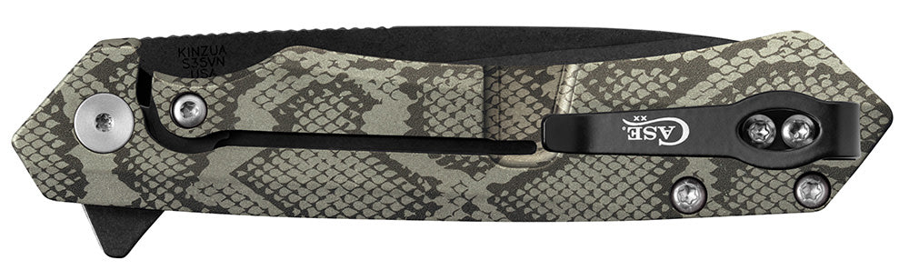 Embellished OD Green Anodized Aluminum Kinzua® with Spear Blade Closed