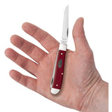 Smooth Mulberry Synthetic Mini Trapper Knife in Hand