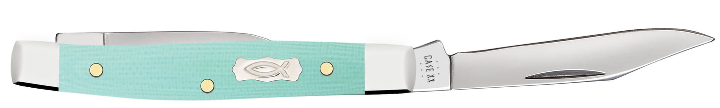 Smooth Seafoam Green G-10 Small Pen Open