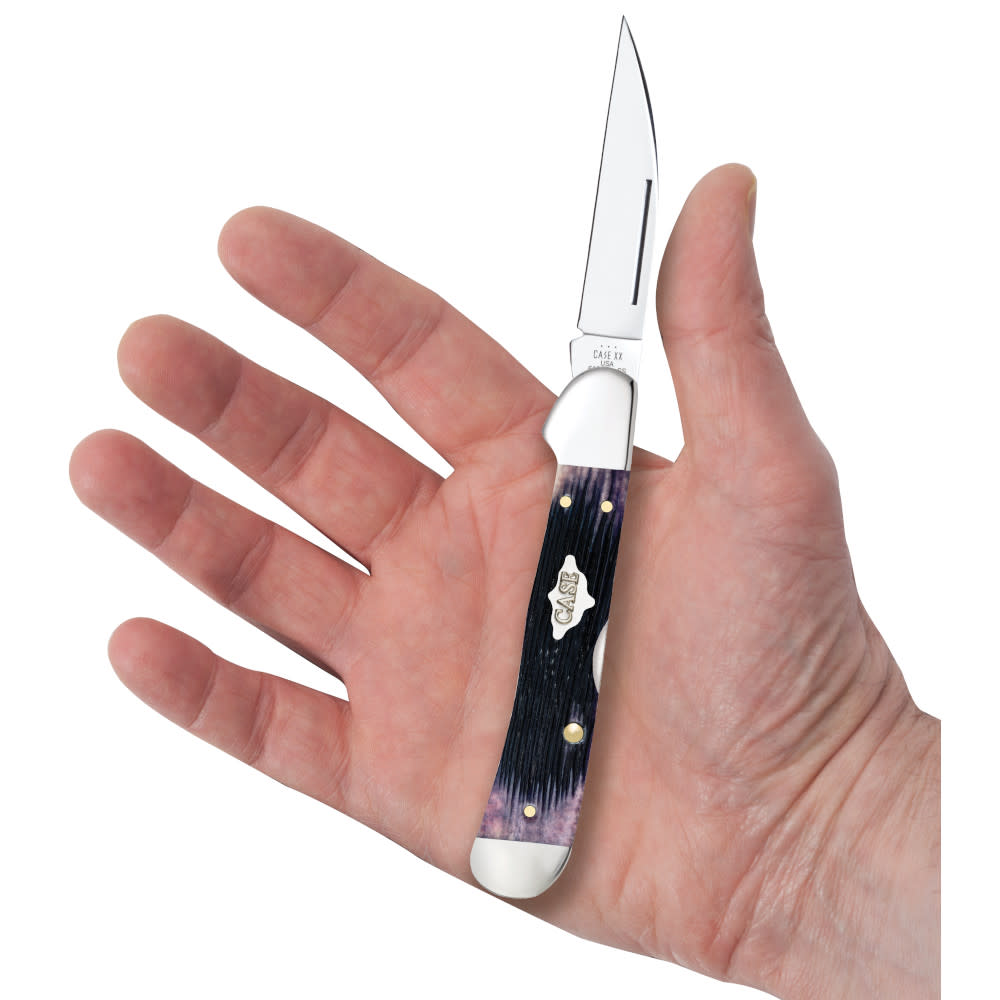 Barnboard Jig Purple Bone CopperLock® Knife in Hand