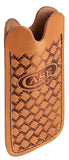 Genuine Brown Leather Knife Slip with Herringbone Design Side View