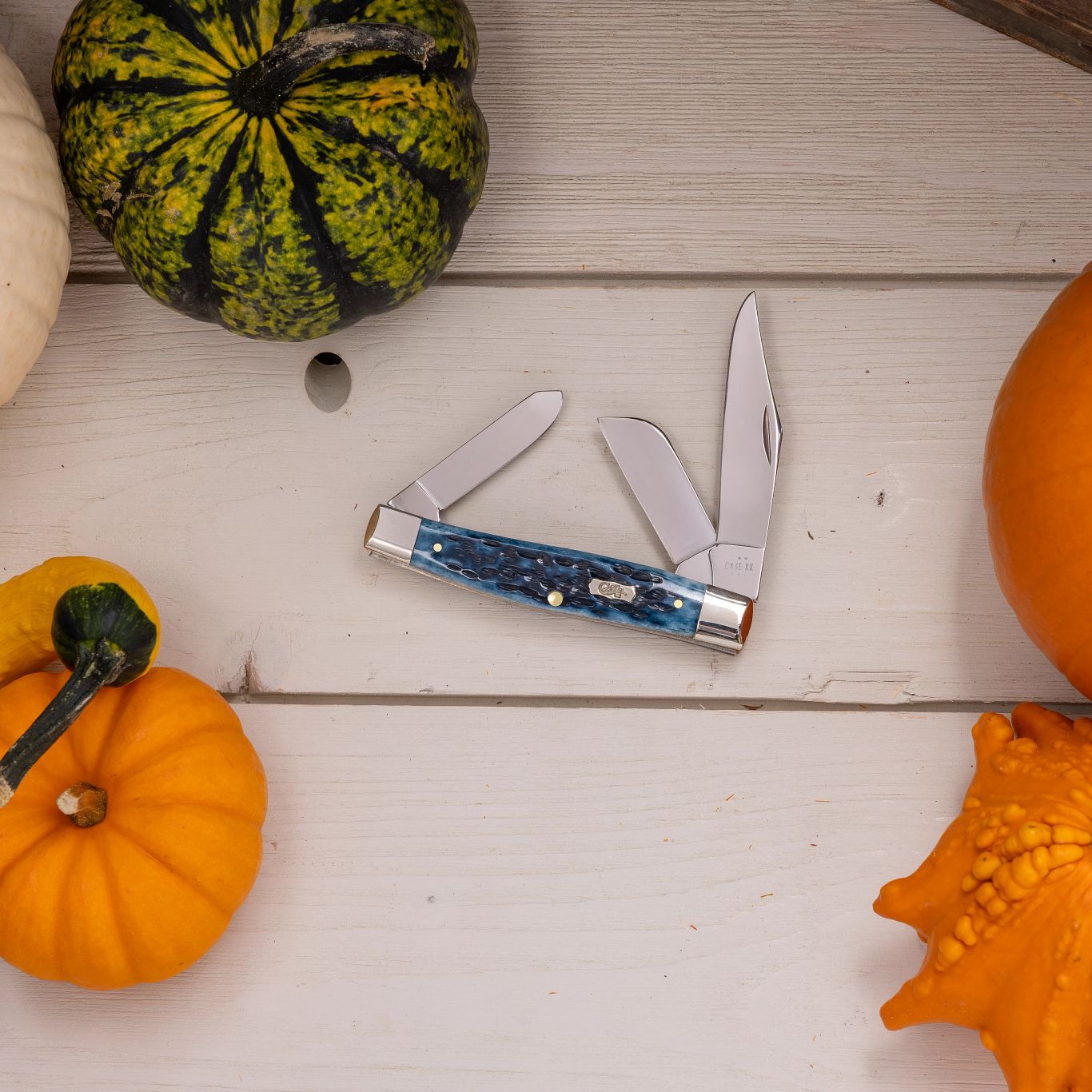 Case® | Peach Seed Jig Pocket Worn® Mediterranean Blue Bone Large