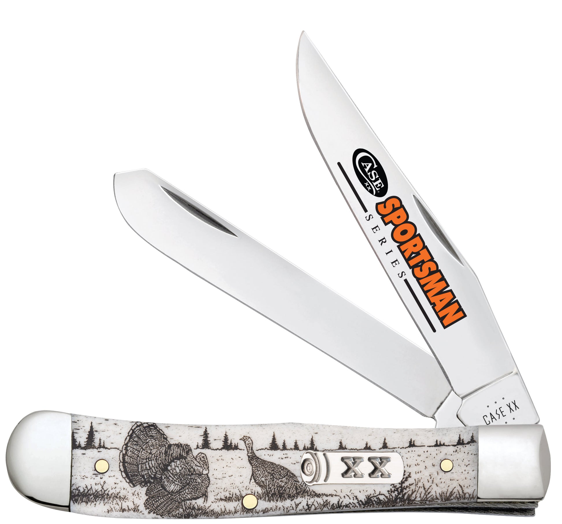 Sportsman Series Turkey Embellished Smooth Natural Bone Trapper Front View