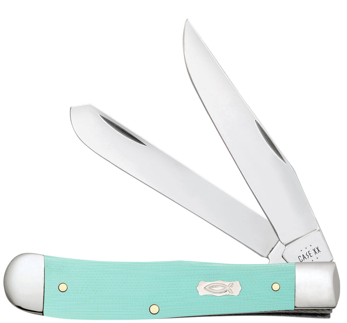 Smooth Seafoam Green G-10 Trapper Front View
