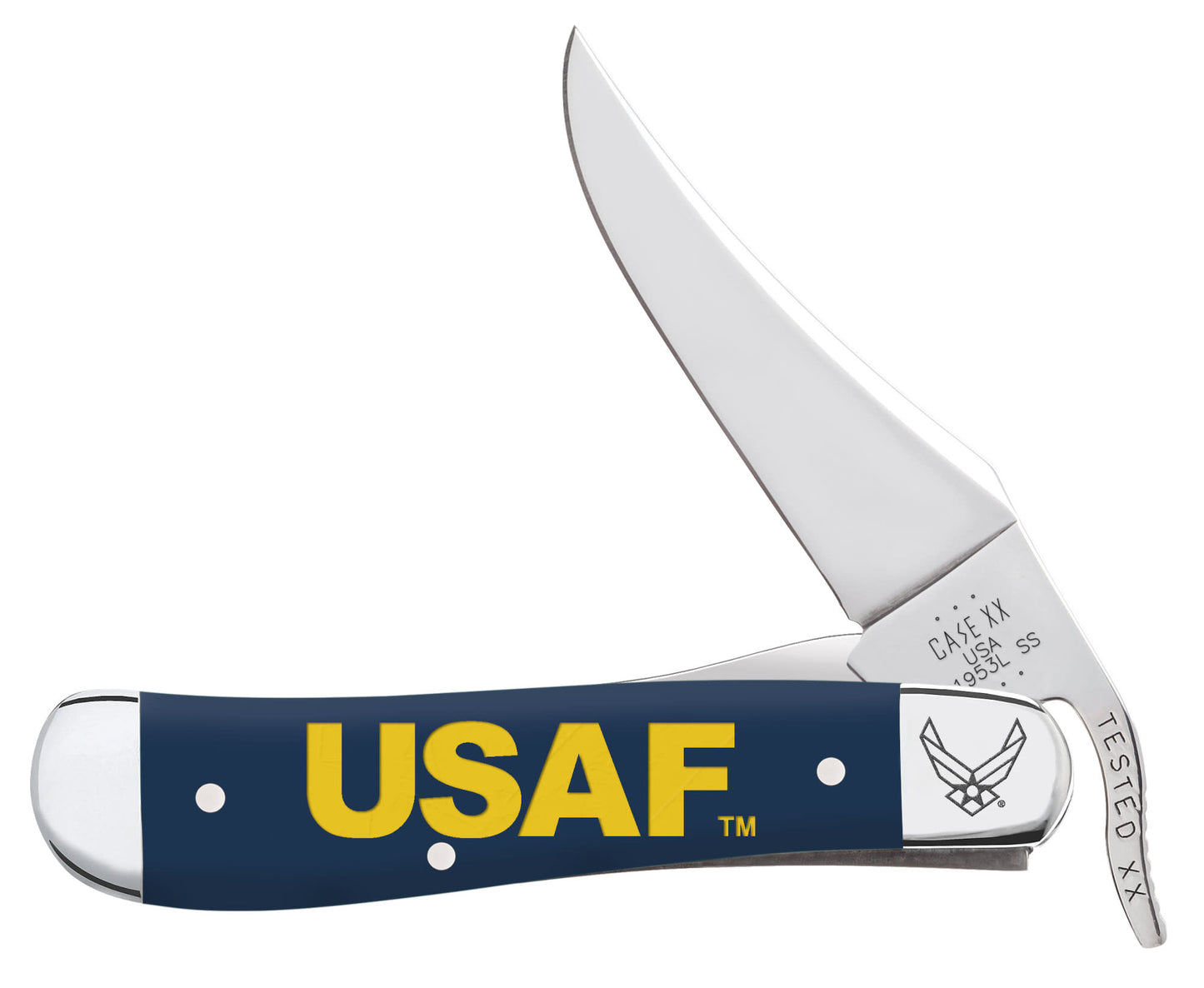 United States Air Force™ Embellished Smooth Navy Blue Synthetic RussLock®  Front View