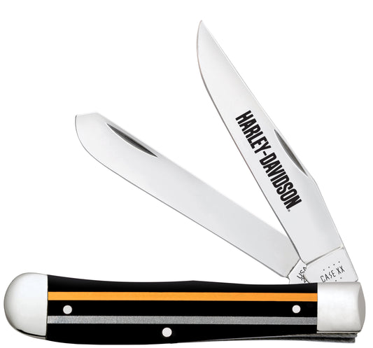 Harley-Davidson® Embellished Smooth Black Synthetic Trapper Knife Front View