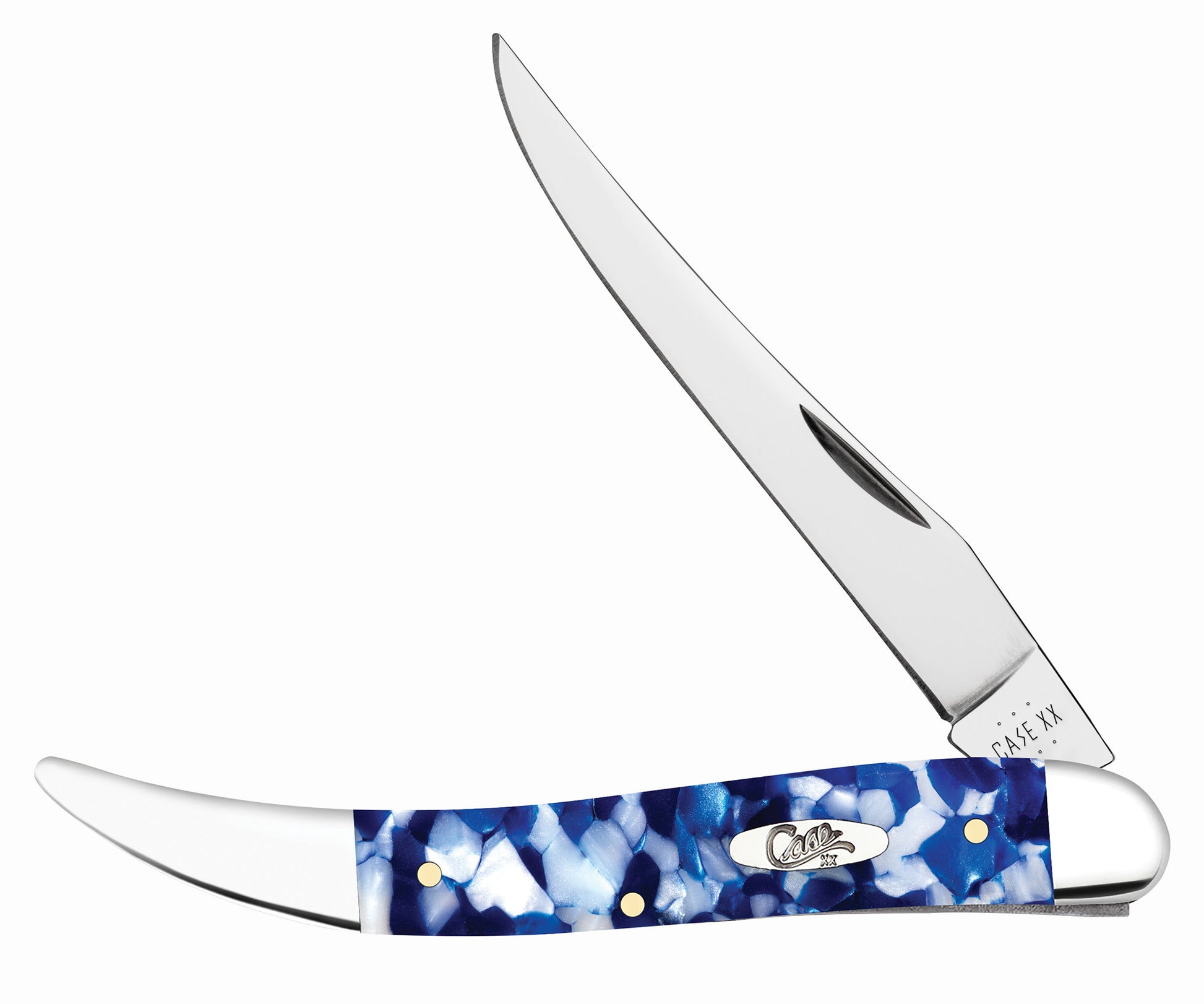 Smooth Blue Crackle Kirinite® Medium Texas Toothpick front view.