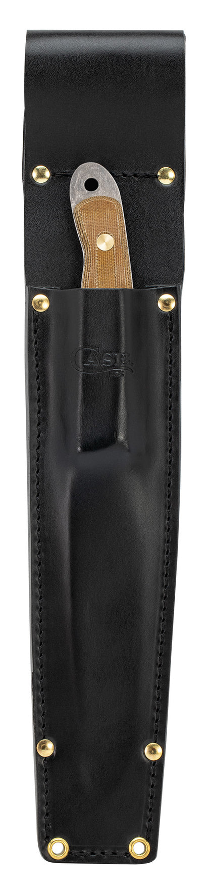 Front view of Genuine leather sheath (included) with Knife Inside