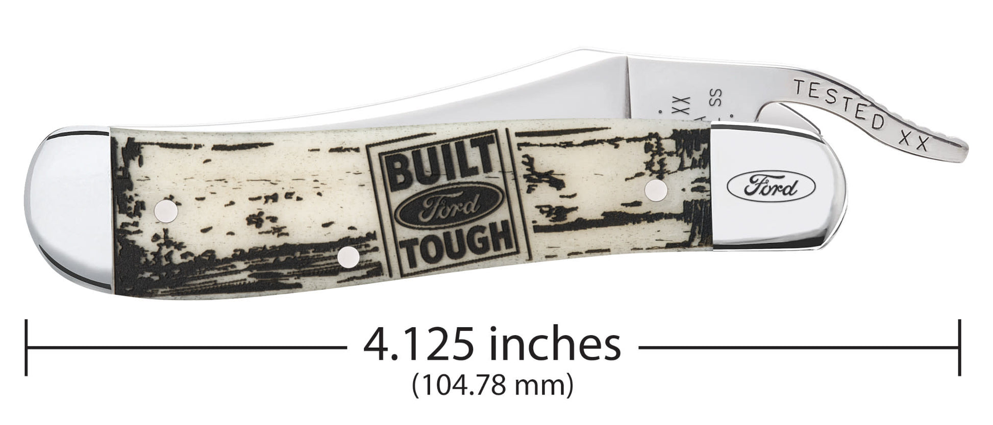 Ford Embellished Smooth Natural Bone RussLock® dimensions.