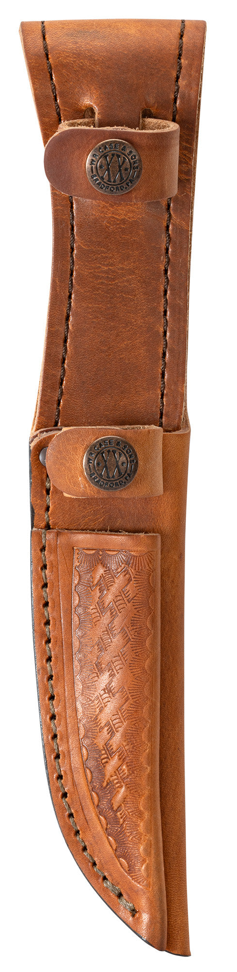 Front shot of Twin Finn Sheath with the buttons snapped