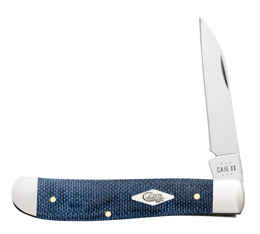 Smooth Blue Denim Canvas Laminate Mini Trapper Front View