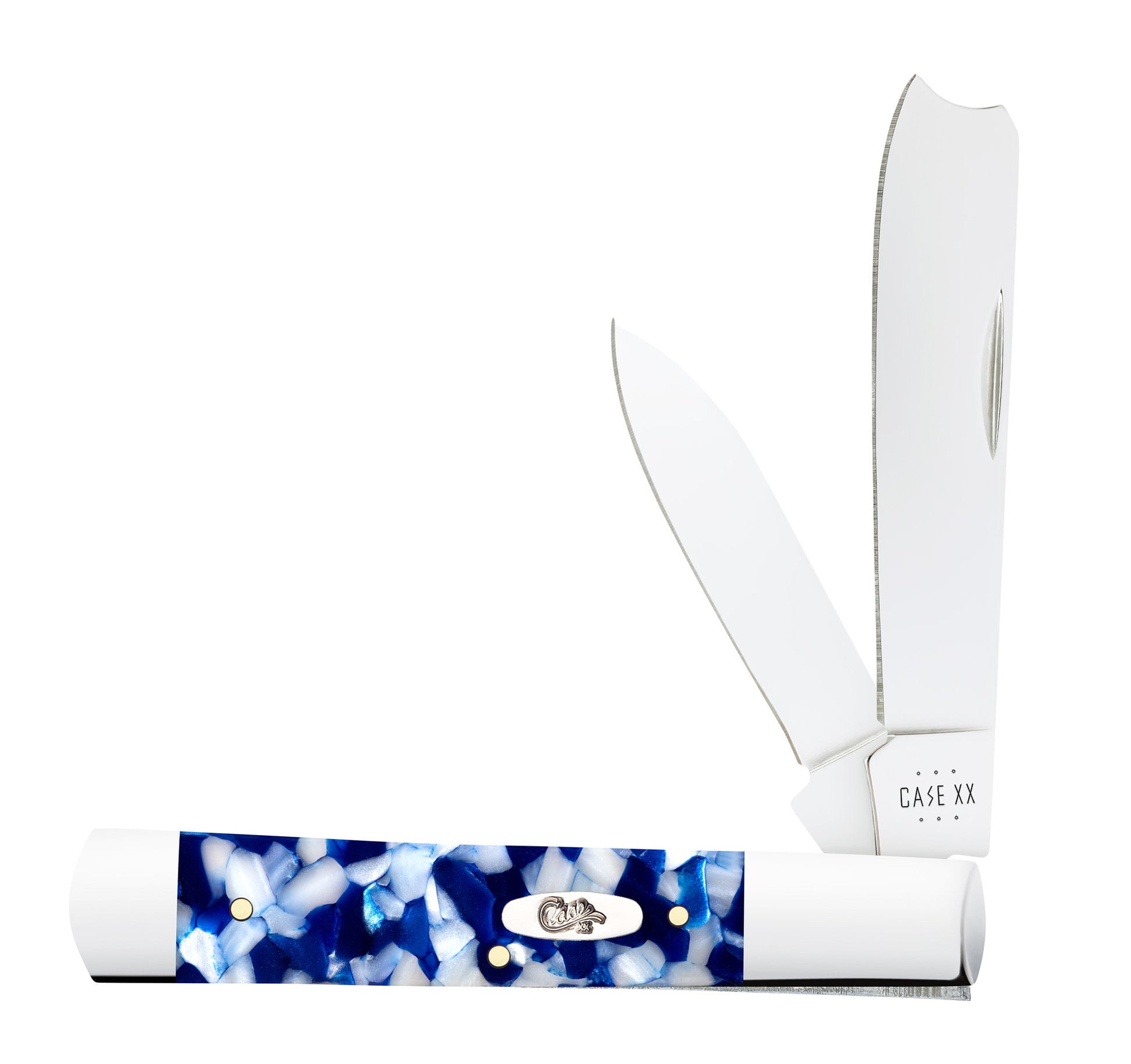 Smooth Blue Crackle Kirinite® Razor front view.