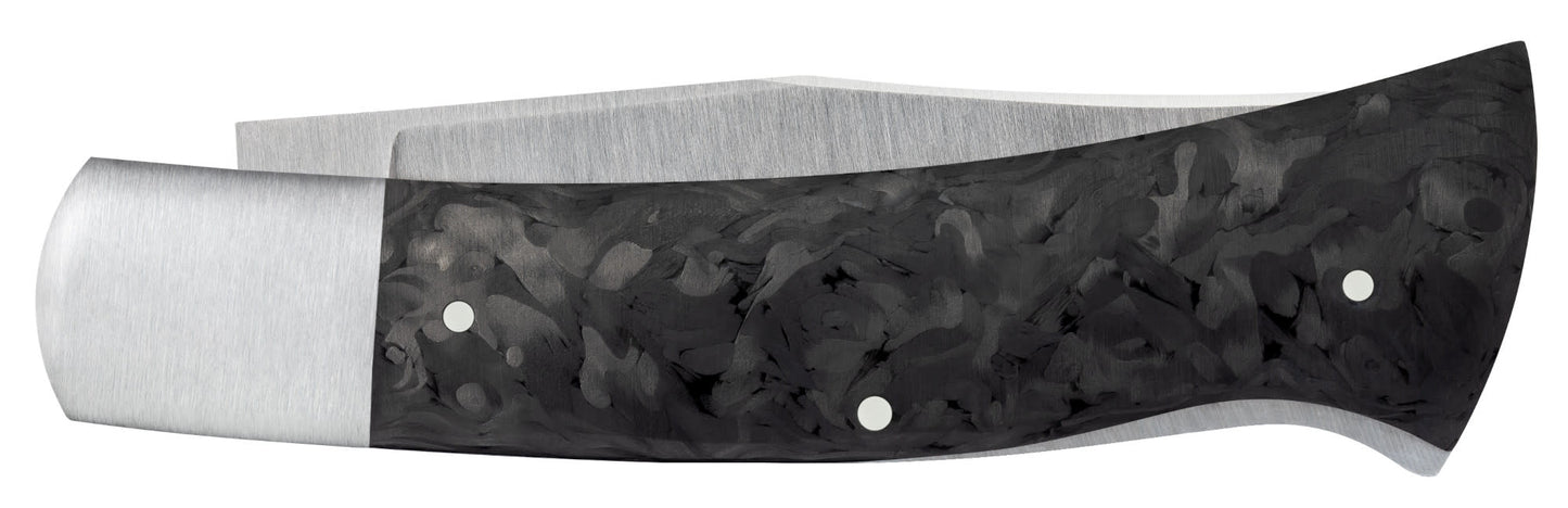 Back view of Bill Ruple x Case Axe Handle™ Marbled Black Carbon Fiber closed.