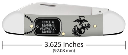 USMC® Embellished Smooth Gray Synthetic Canoe dimensions.