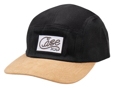 Vintage Black and Toast 5 Panel Cap Front View