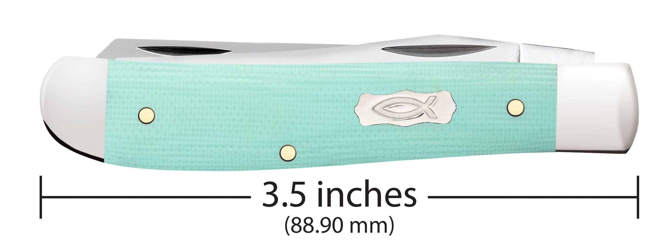 Smooth Seafoam Green G-10 Mini Trapper Dimensions