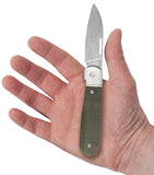 Smooth OD Green Canvas Micarta® Highbanks™ Open in Hand 