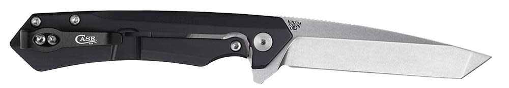 Black Anodized Aluminum Kinzua® Knife Open with 1 blade - Front View