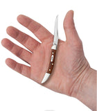 Smooth Chestnut Bone Small Texas Toothpick Knife in Hand