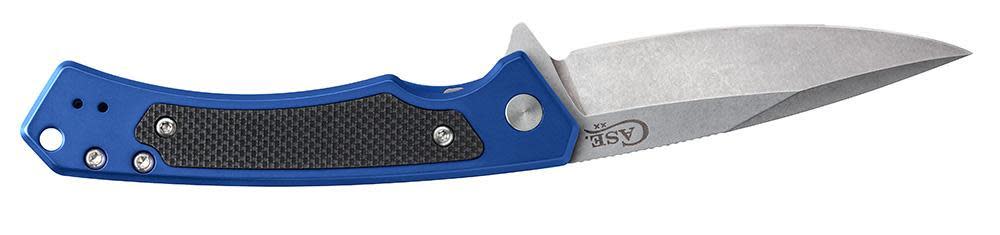 Blue Anodized Aluminum G-10 Marilla® Knife Open with 1 blade - Back View