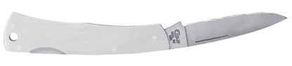 Brushed Stainless Steel Executive Lockback Lanyard Hole Knife Open (Back)