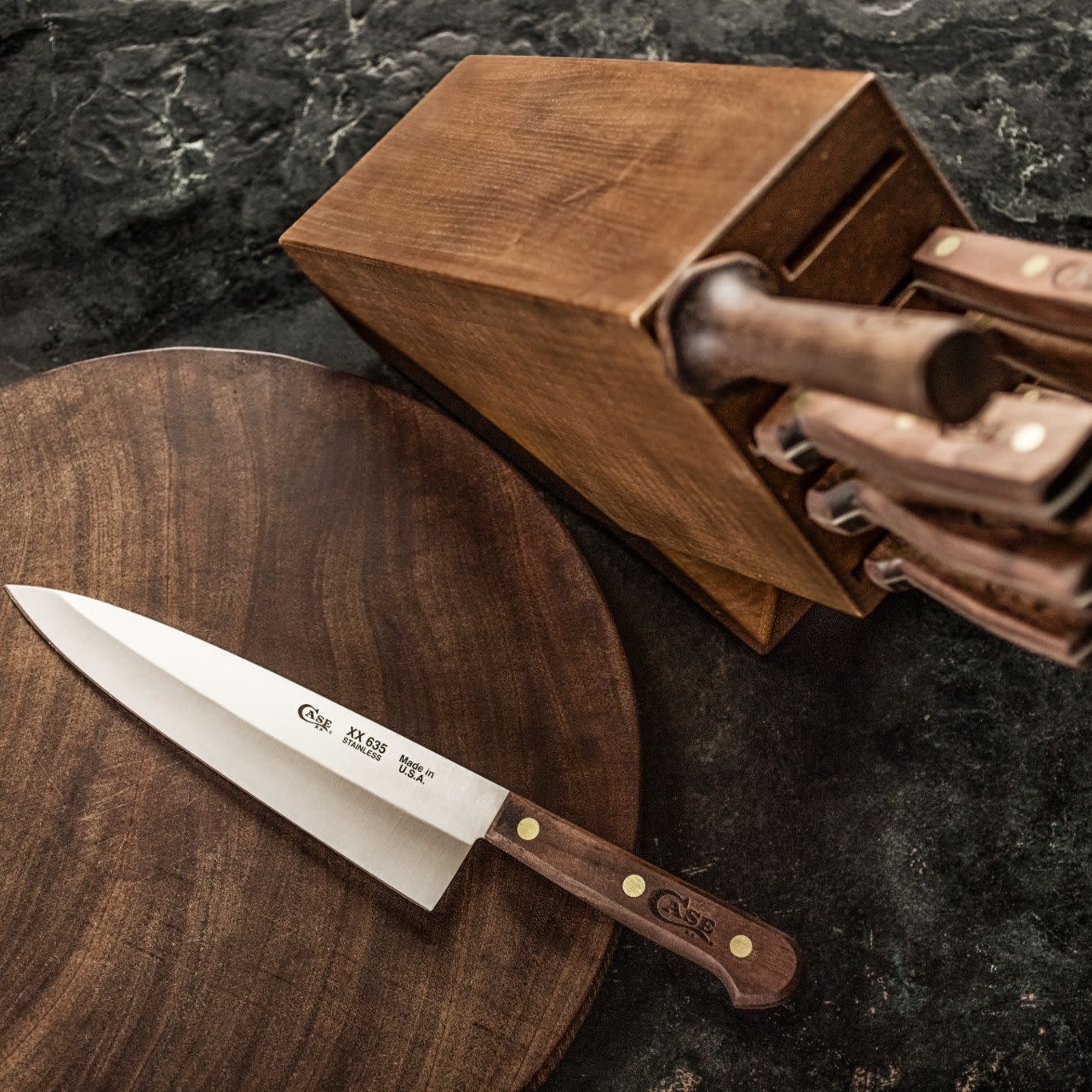 Kitchen Knife Set, 9-Pieces Black Cracked Handle Knife Set for