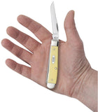 Yellow Synthetic CS Mini Trapper Knife in Hand