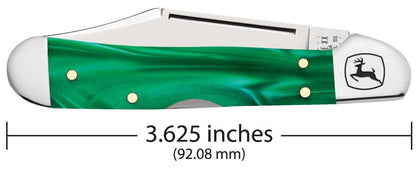 John Deere Smooth Green Pearl Kirinite® Mini Copperlock® Knife Dimensions