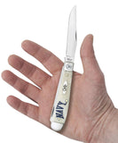 U.S. Navy Embellished Smooth Natural Bone Trapper Knife in Hand