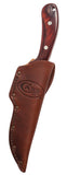 Smooth Rosewood Ridgeback® Hunter Knife Inside Leather Sheath (Front)