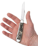 U.S. Army Embellished Smooth Natural Bone Trapper Knife in Hand